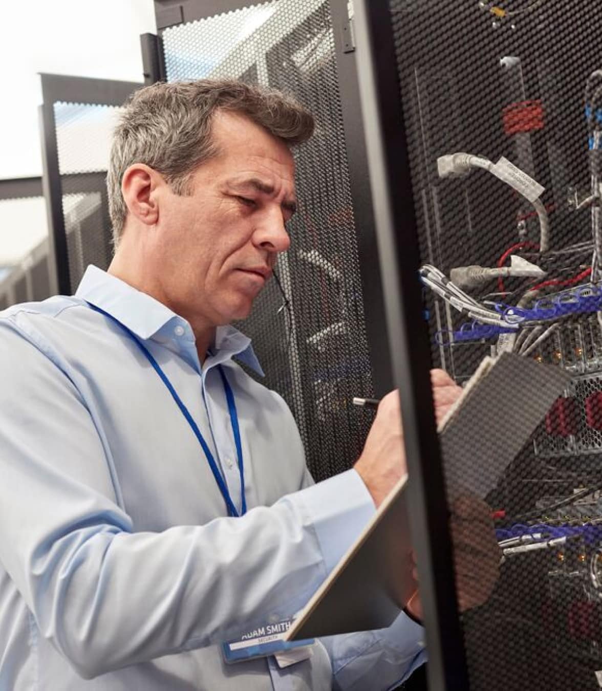 Man verifying hardware performance and security