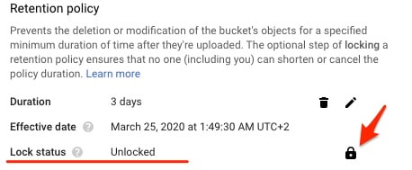 Google Cloud Storage Bucket details
