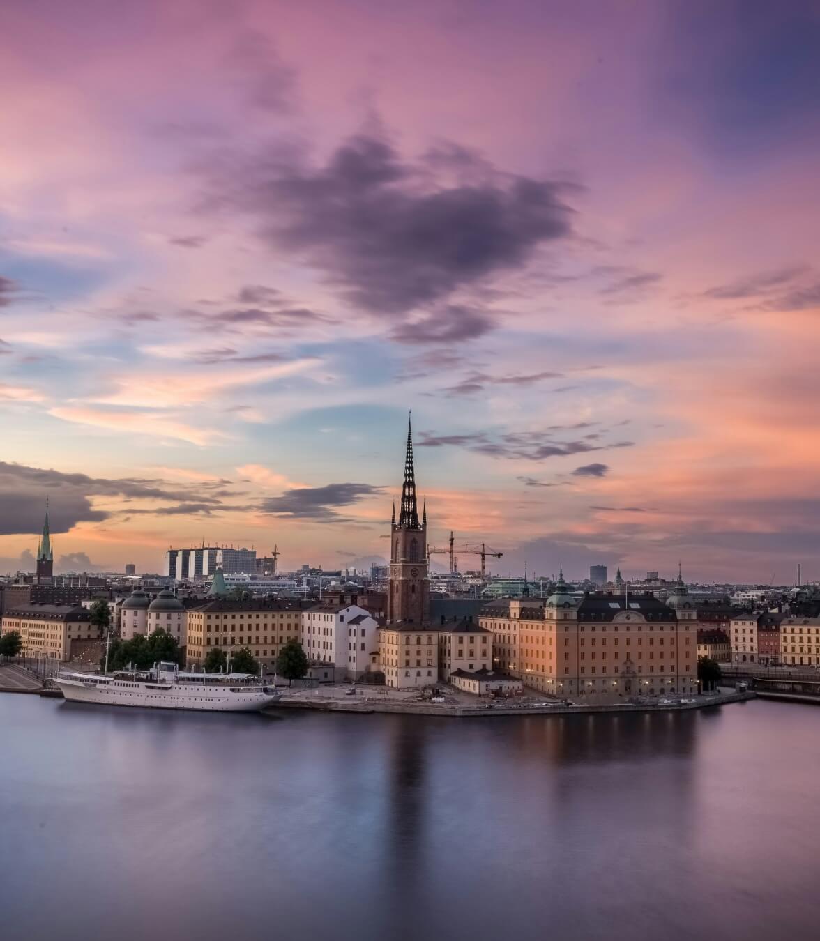 Sunset view of Stockholm