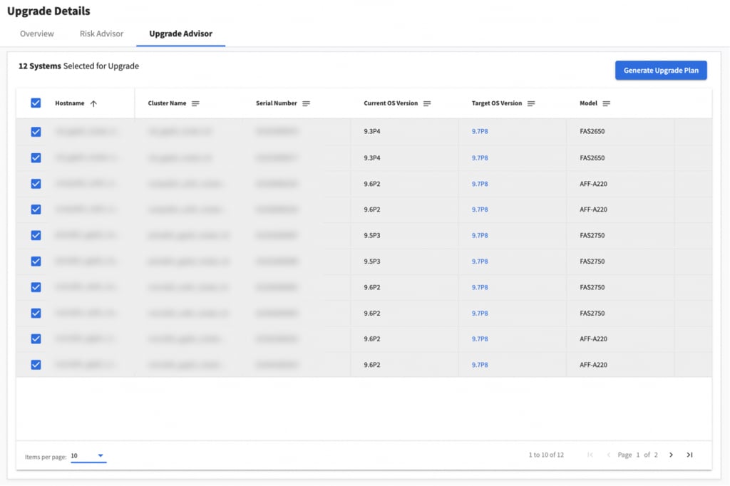 Active IQ ONTAP upgrade advisor