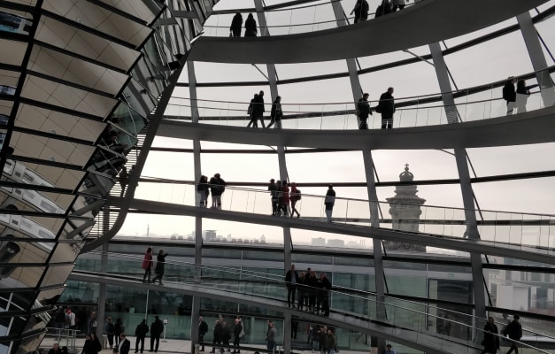professionals walking inside building