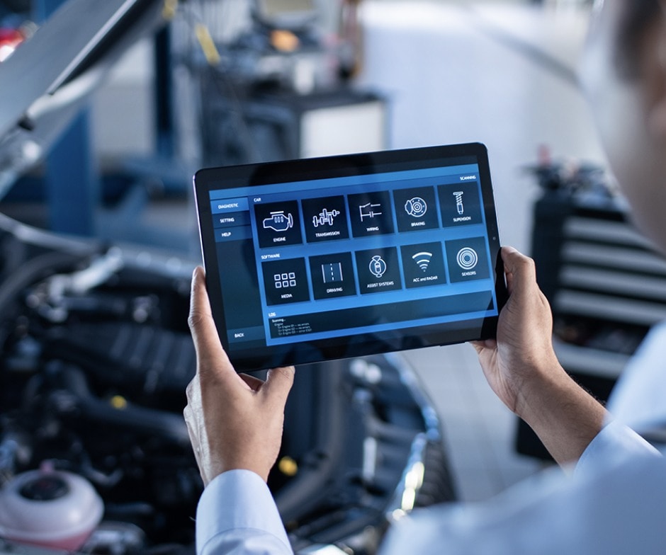 person using tablet