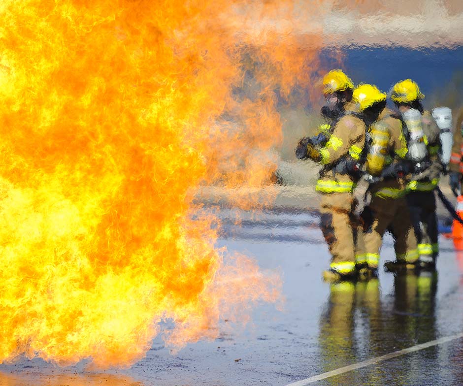 firefighters putting out fire