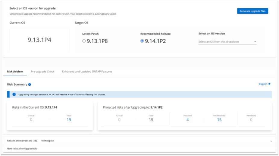 generate upgrade plan dashboard