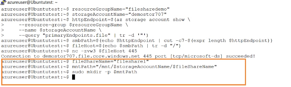 Run the command to create a folder that will be used as the mount point