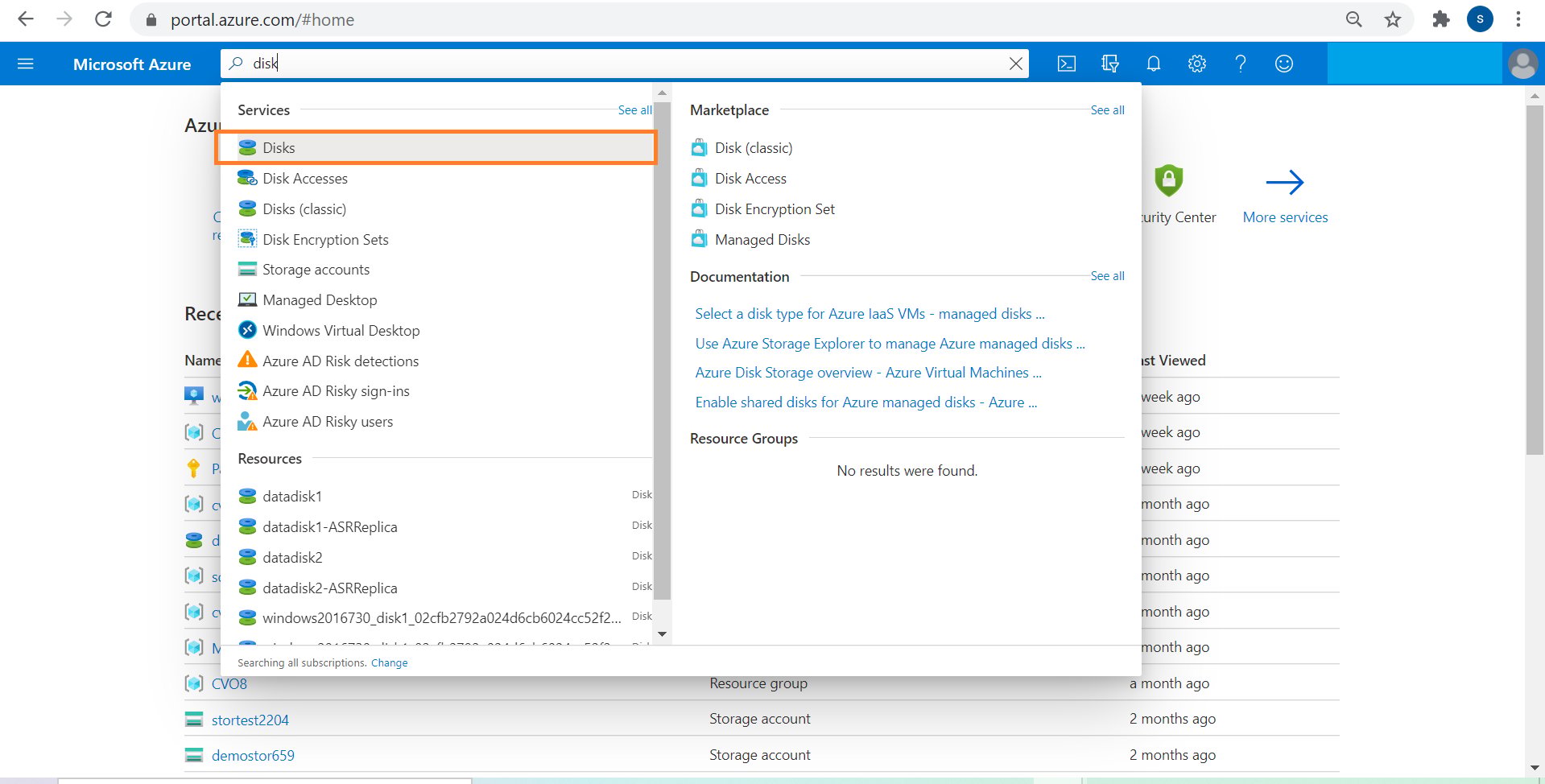 Search for disks that don
