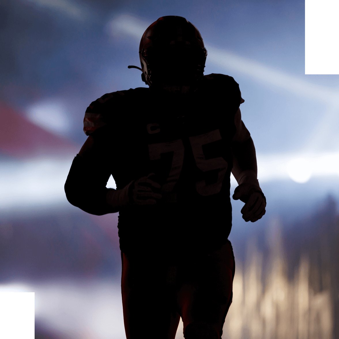 Immagine dell'ombra di un giocatore NFL che corre
