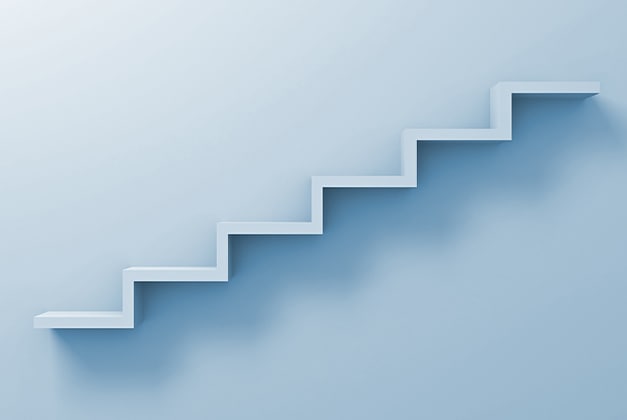 blue stairs on wall