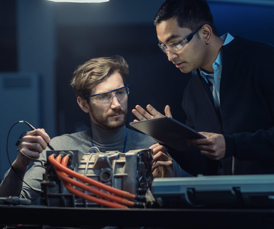 engineers working on engine