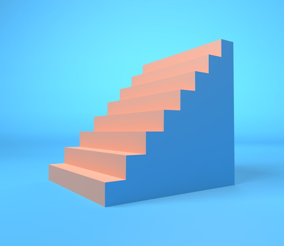 stairs leading up on a blue background