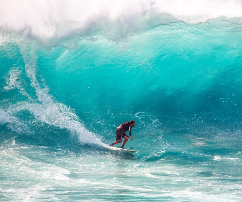 A person surfing