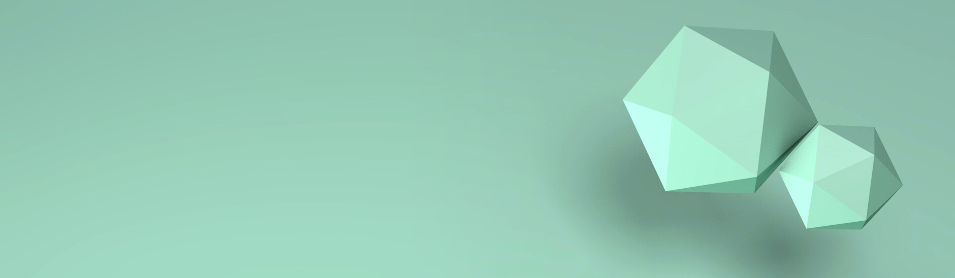 Two abstract shapes on a green background