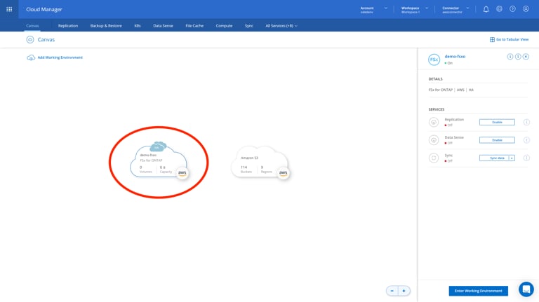 staging.cloudmanager.netapp.com working-environments view=clouds (AOC) 2
