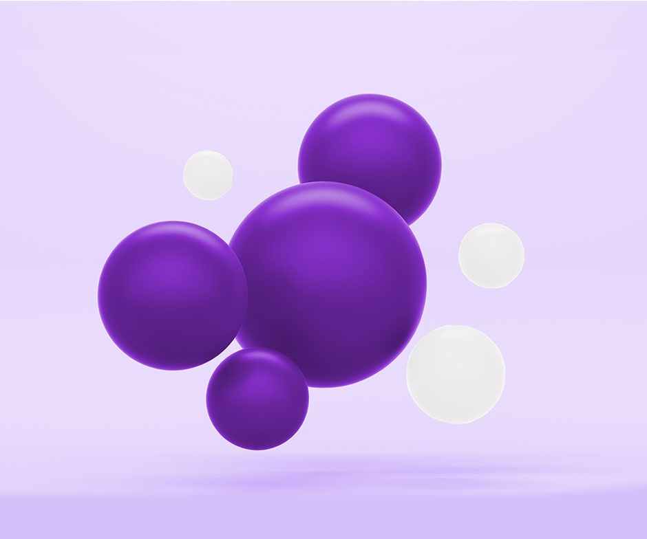 purple and white spheres