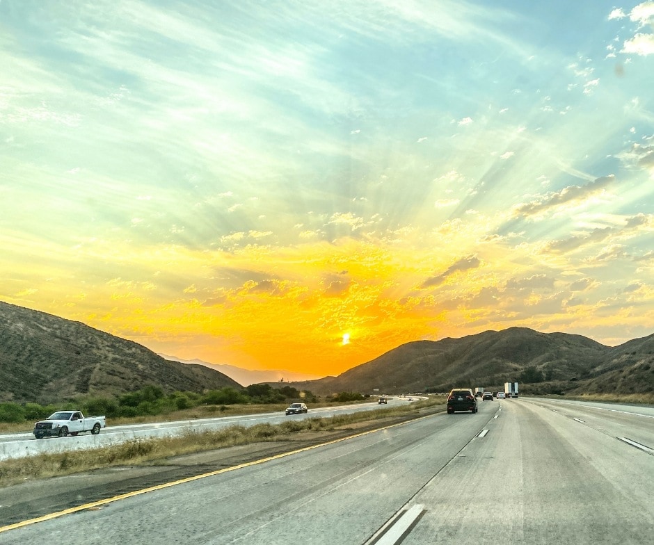 sunset view on highway