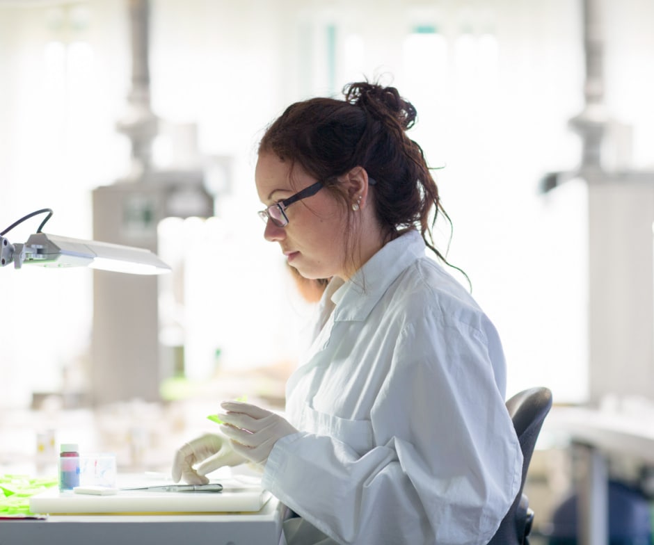 A person working in a lab