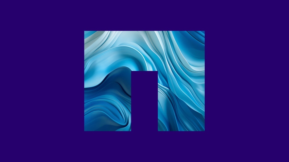 NetApp Logo mit blauem Hintergrund