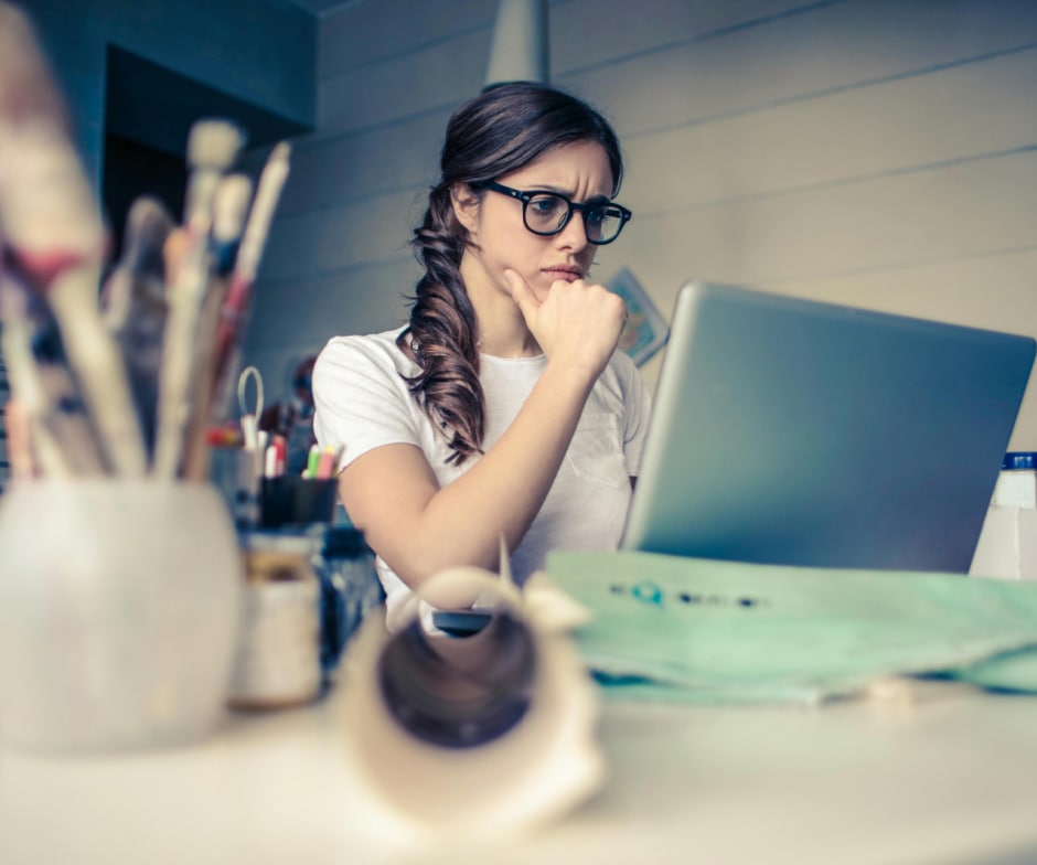 woman working on her laptop