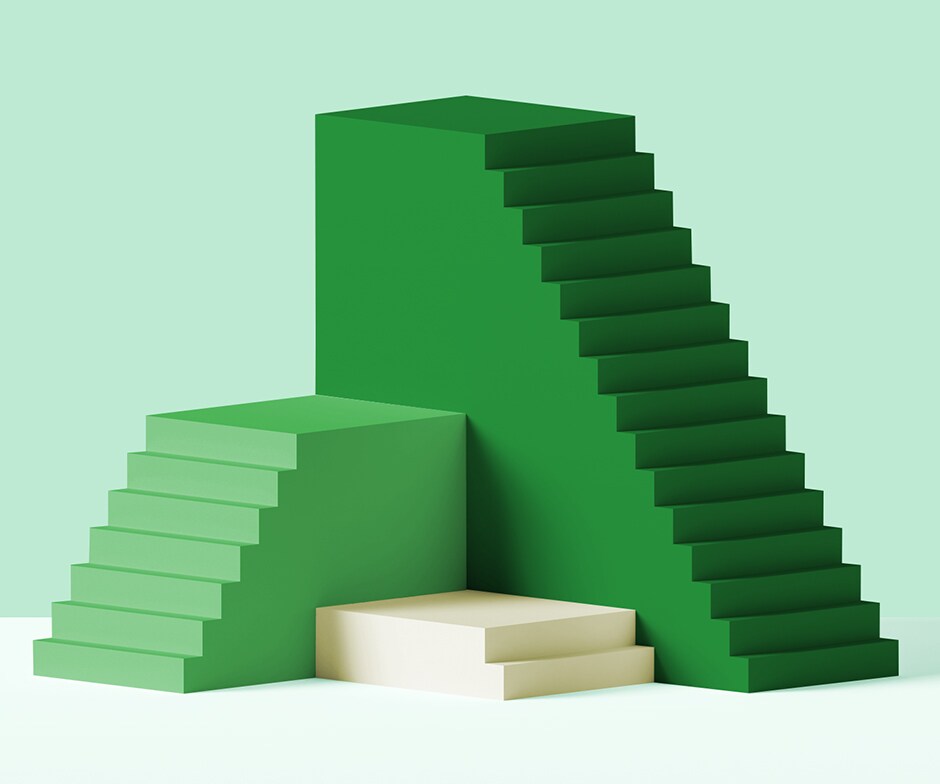 escalones verdes y blancos