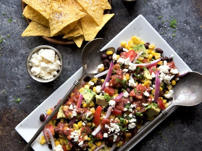 southwestern black bean and corn salad plate