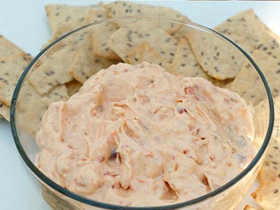 pepper relish and cream cheese dip in bowl