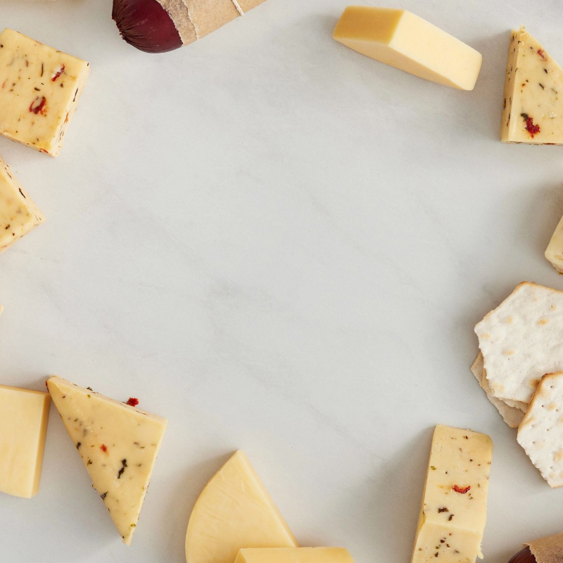 Mobile 800x800 cheese and crackers background for HD5 Father's Day flat-rate shipping hero.