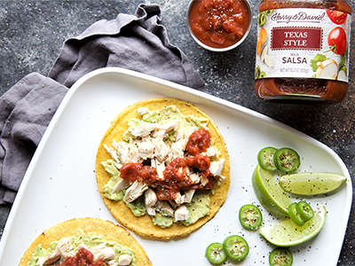 Avocado Chicken Tostadas with Texas Style Salsa