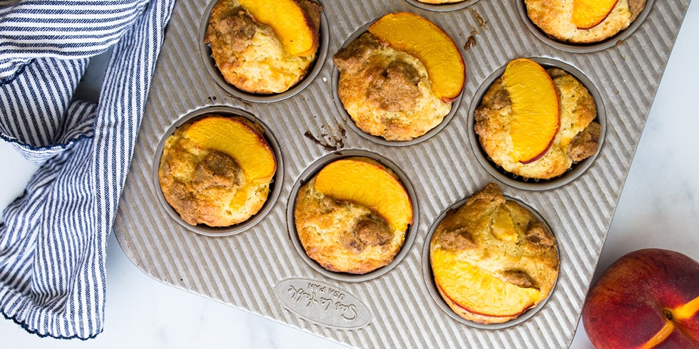 Peach Muffins with Cream Glaze
