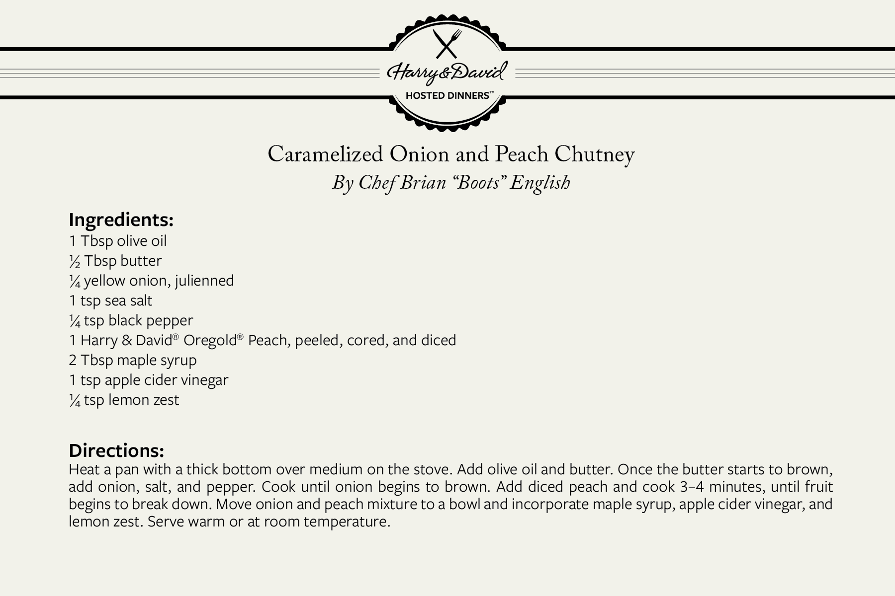Event Recipe Card