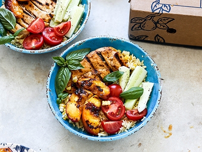 grilled peach and honey lime chicken bowls 3
