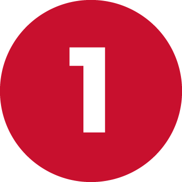 Number 1 written on a red circle