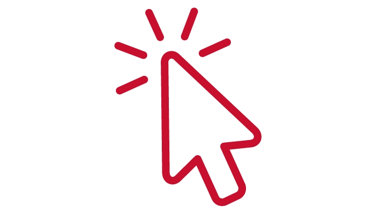 Red icon of cursor click