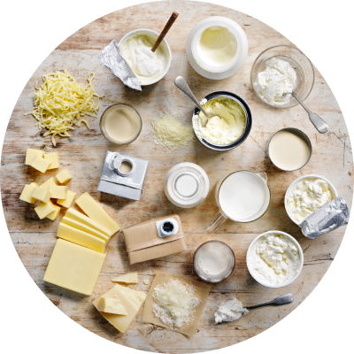 Different types of cheese on a white surface