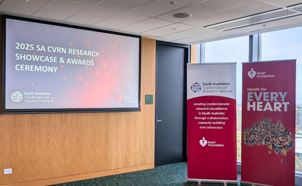 Lage presenter screen at SA CVRN research awards event