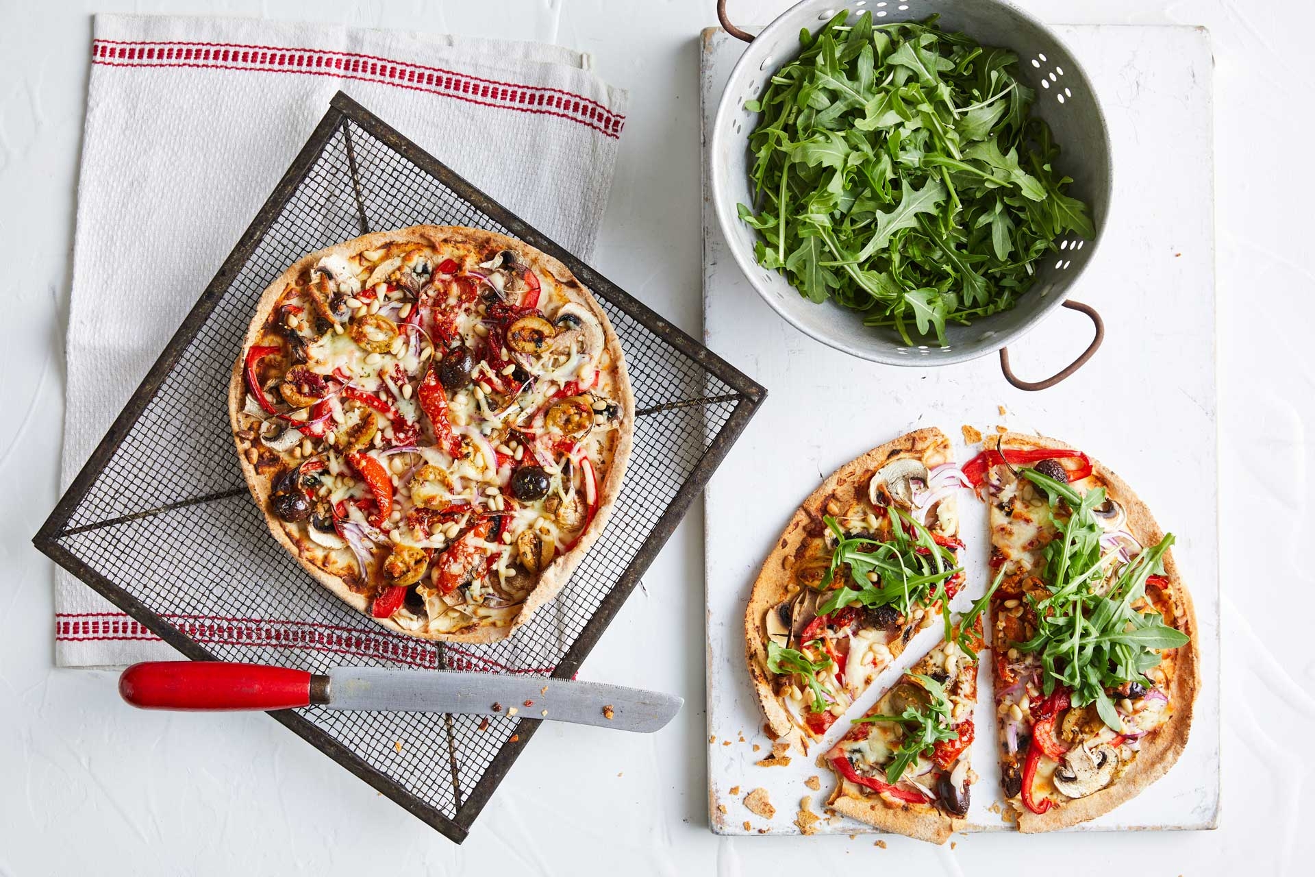 Mediterranean antipasto pizzas