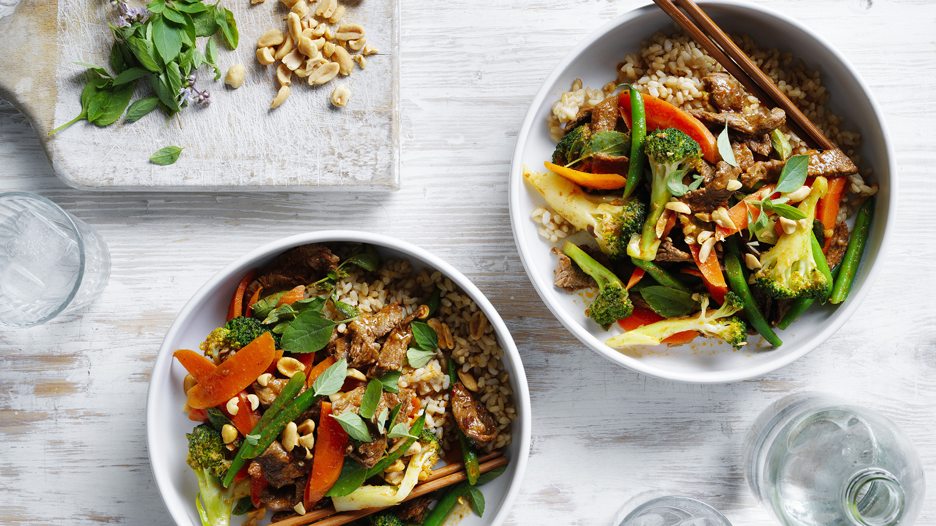 Massaman beef stir-fry served on a plate