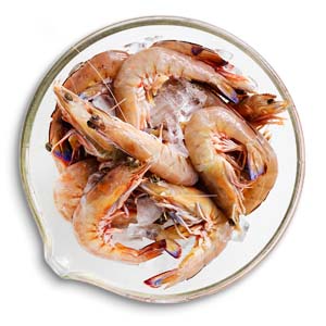 Raw king prawns