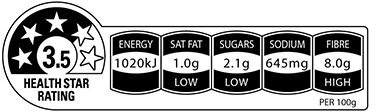 Health Star Rating label with nutrient breakdown
