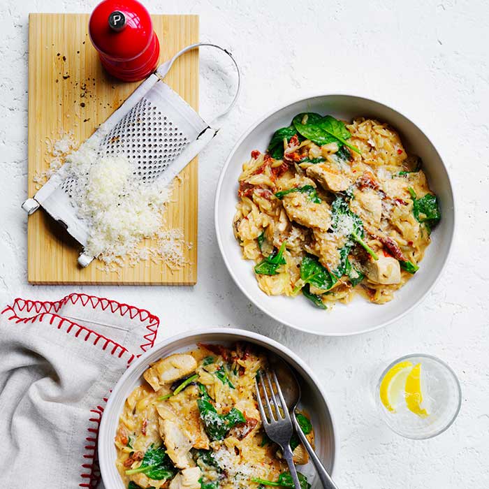 served sprinkled with parmesan