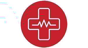 Moving cross with heart line on red background