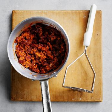 Step 2: Cook onion, spices and beans