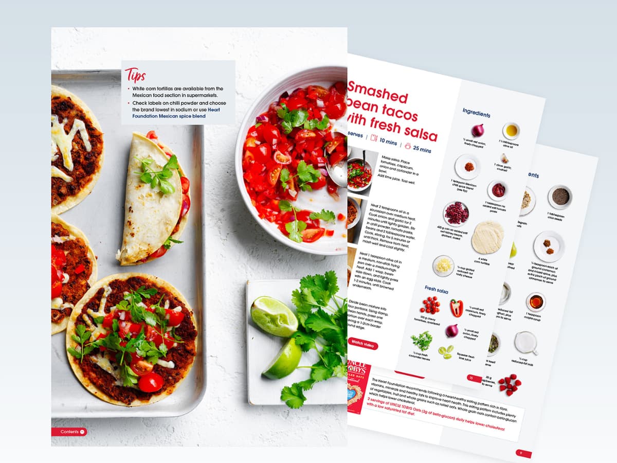 Recipe cards spread of Uncle Toby’s oat recipe