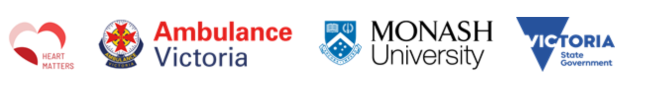 Logos: Heart Matters, Ambulance Victoria, Monash University, Victoria State Government