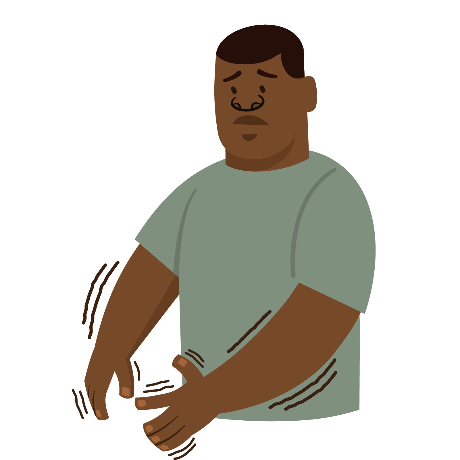 Icon of a person experiencing jerky arm movements