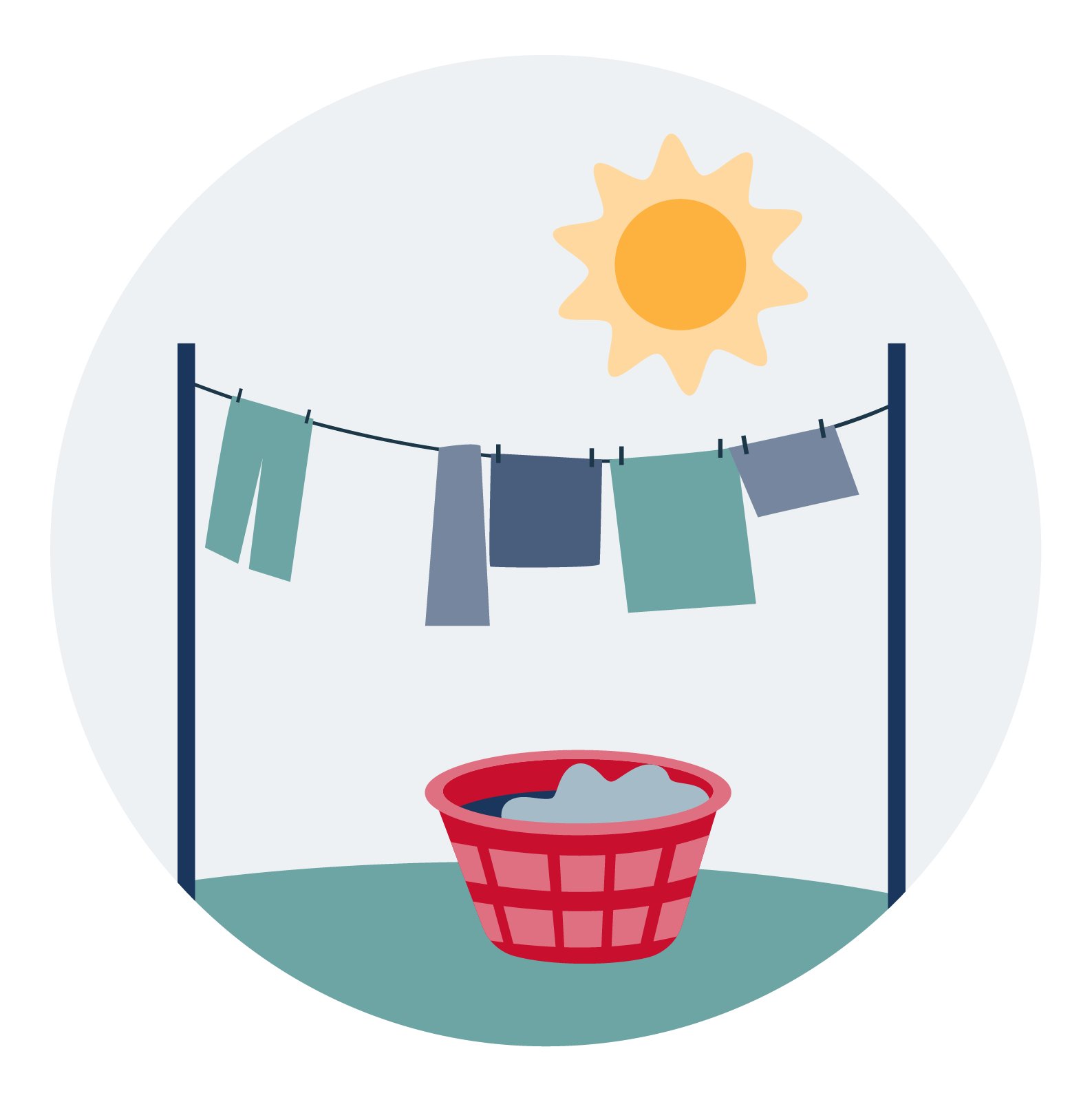 Icon of clothes drying on a clothes line