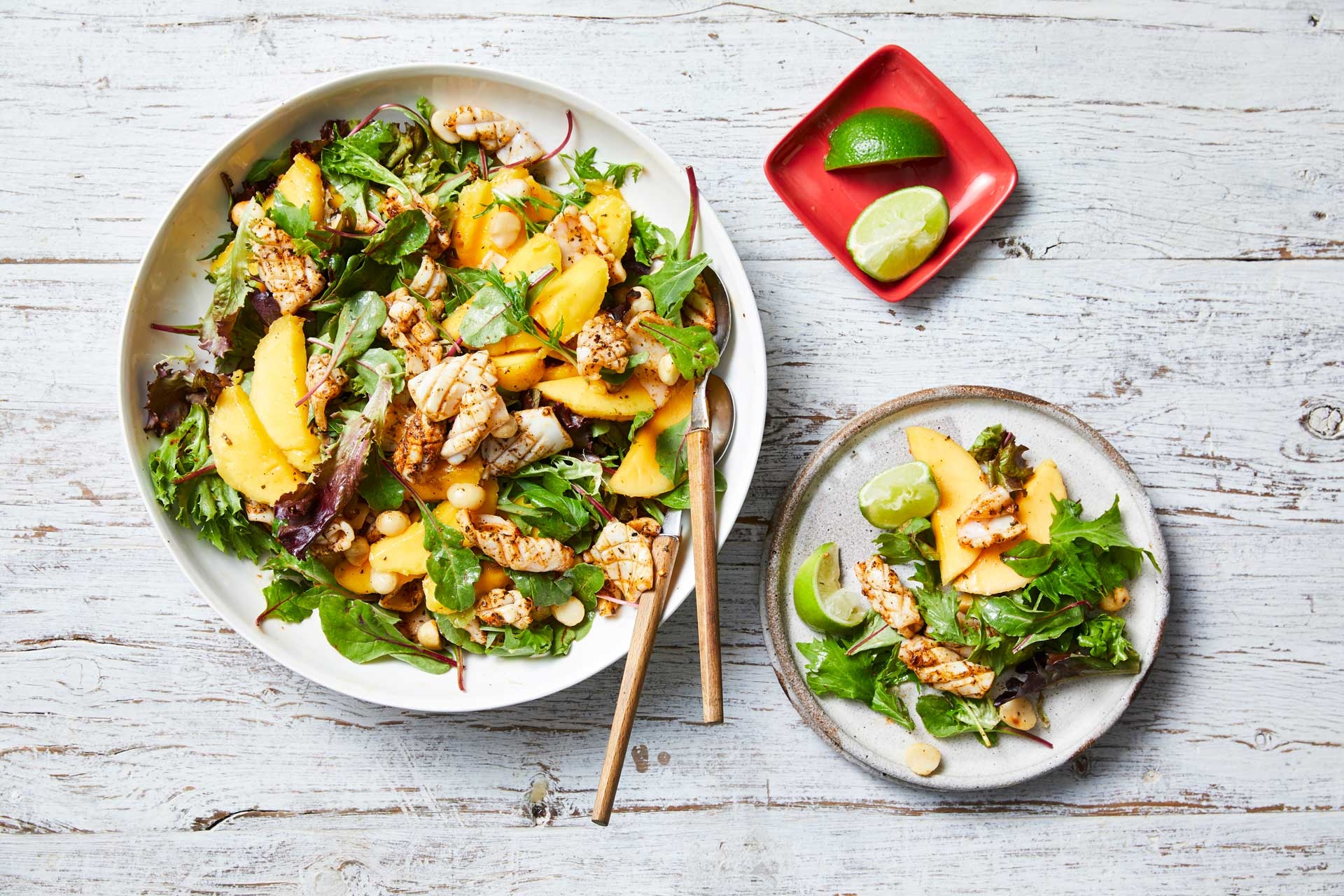 This salad is a tropical delight with sweet mango, savory chicken, and tangy lime. A perfect summer dish.