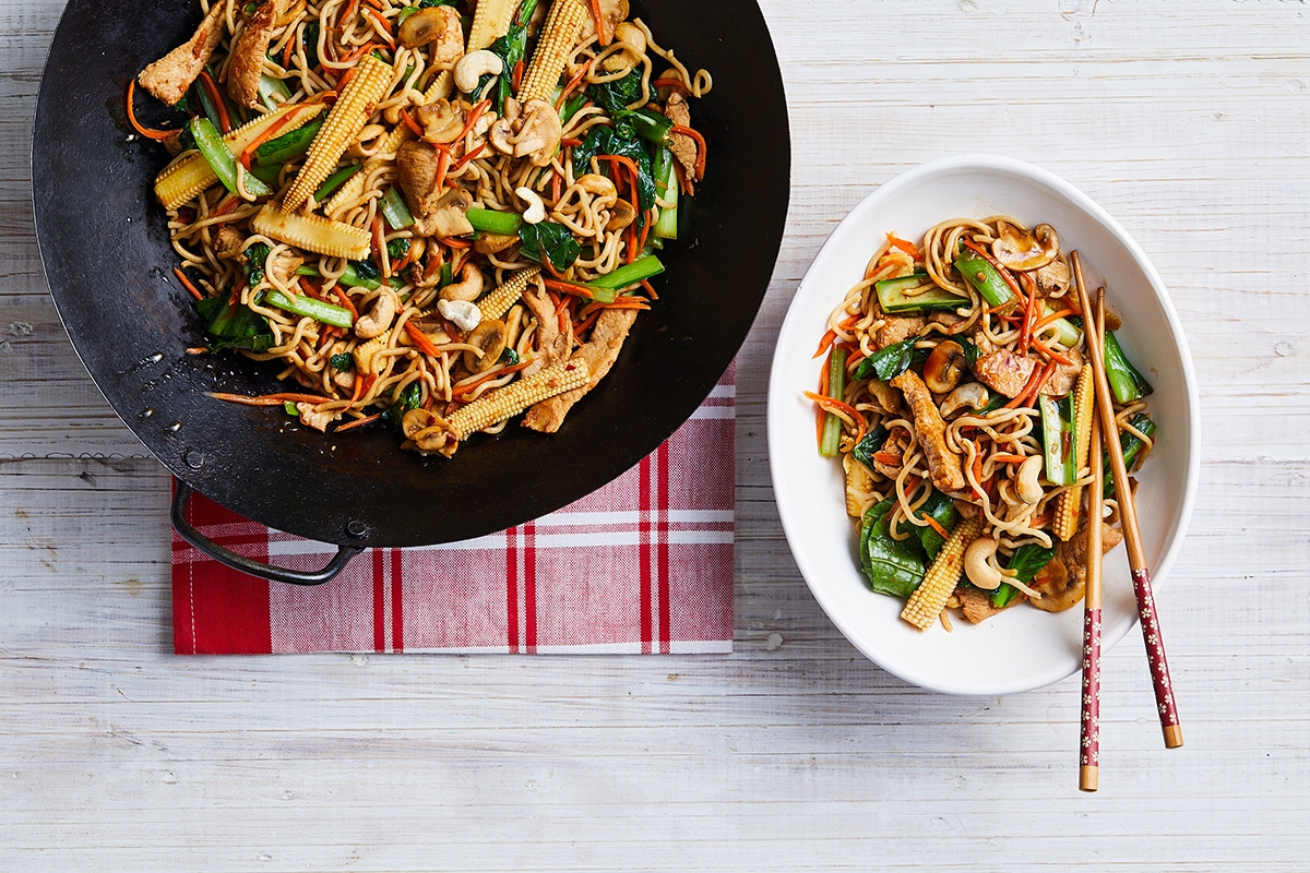 An enticing bowl of pork and noodles