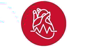 Moving heart icon - white on red background