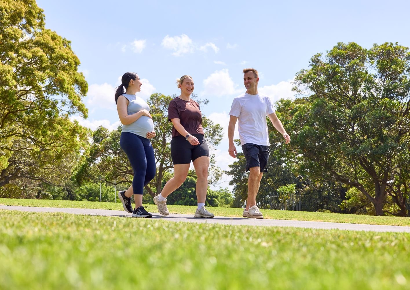 Three people walking