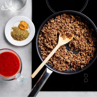 Mince browning in pan